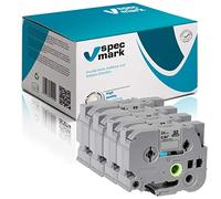 specmark Cinta de etiquetas TZe-951 24mm x 8m Set x 4 pz. Cinta negra sobre plata compatible con la impresora Brother PT P-touch AZe-951 EZe-951 TZ-951 TZ2-951