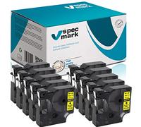 specmark Compatible para DYMO D1 43618 cinta de escritura 6 mm x 7 m, juego de 10 unidades, negro sobre amarillo, compatible con DYMO D1