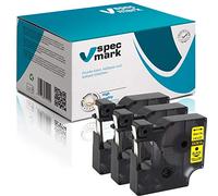 specmark Compatible para DYMO D1 43618 cinta de escritura 6 mm x 7 m, juego de 3 unidades, negro sobre amarillo, compatible con DYMO D1