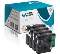 specmark Compatible para DYMO D1 43619 cinta de escritura 6 mm x 7 m juego x 4 unidades negro sobre verde compatible con DYMO D1 para impresora LM Label-Manager LP Label-Point LW Label-Writer DUO
