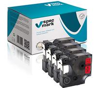 specmark Compatible para DYMO D1 45017 S0720520 cinta de escritura 12 mm x 7 m juego x 4 unidades negro sobre rojo compatible con LM Label-Manager LP Label-Point LW Label-Writer DUO