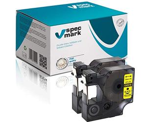 specmark Compatible para DYMO D1 45018 S0720510 cinta de escritura 12 mm x 7 m, juego de 2 unidades, negro sobre amarillo, compatible con LM Label-Manager LP Label-Point LW Label-Writer DUO