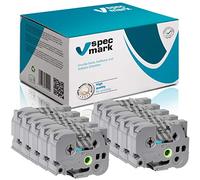 Specmark Juego De Cintas TZe-151 24mm x 8m x 10 Piezas Negro En Cinta Transparente Compatible Con Brother PT P-Touch AZe-151 EZe-151 TZ-151 TZ2-151 Impresora