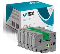 Specmark Juego De Cintas TZe-735 De 12 mm x 8 Mx 5 Piezas Cinta Blanca Sobre Verde Compatible Con Todas Las Impresoras Brother PT P-Touch AZe-735 EZe-735 TZ-735 TZ2-735