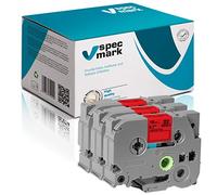 specmark Tape TZe-445 18mm x 8m set x 3 piezas Cinta blanca sobre rojo compatible con impresora Brother PT P-touch AZe-445 EZe-445 TZ-445 TZ2-445