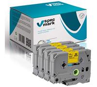 specmark Tape TZe-631 12 mm x 8 m juego x 4 piezas Cinta negra sobre amarilla compatible con todas las impresoras Brother PT P-touch AZe-631 EZe-631 TZ-631 TZ2-631