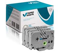 Specmark TZe-125 Cinta 9mm x 8m Juego x 3 Piezas Blanco En Cinta Transparente Compatible Con Todas Las Impresoras Brother PT P-Touch AZe-125 EZe-125 TZ-125 TZ2-125