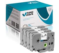 Specmark TZe-221 Cinta 9mm x 8m Set x 4 Piezas Cinta Negra Sobre Blanca Compatible Con Todas Las Impresoras Brother PT P-Touch AZe-221 EZe-221 TZ-221 TZ2-221