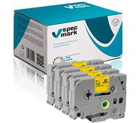 Specmark TZe-621 Cinta 9mm x 8m Set x 4 Piezas Cinta Negra Sobre Amarilla Compatible Con Todas Las Impresoras Brother PT P-Touch AZe-621 EZe-621 TZ-621 TZ2-621