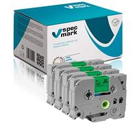 Specmark TZe-725 Ribbon 9mm x 8m Set x 4 Piezas Cinta Blanca Sobre Verde Compatible Con Todas Las Impresoras Brother PT P-Touch AZe-725 EZe-725 TZ-725 TZ2-725