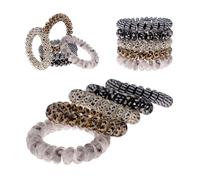 Specora - Classic | Spiral Haargummi - 5er Pack - 3xLeopard - 1xStrift - 1xSchattiert - 5 Styles Mix Set - 5 cm - rutschfest & Haarschonschonend - ohne Ziepen - TPU Zopfgummi für jeden Haaryp