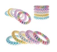 Specora -Classic | Spiral Haargummi - 5er Pack - Rainbow Lila-, Blau-, Gelb-, Perlweiss - 5 Metallic Styles Mix Set - 5 cm - rutschfest & Haarschonschonend - ohne Ziepen - TPU Zopfgummi