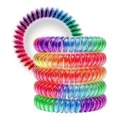 Specora - Coletero clásico en espiral arcoíris multicolor - 5 cm - Pack de 5 - TPU - Cable telefónico - Sin tirones ni enredos - No se dobla - Cuidado del cabello