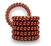 Specora - Coletero clásico en espiral de color marrón rojizo - 5 cm - paquete de 5 unidades - TPU - Cable telefónico - Sin tirones ni enredos - No se dobla - Cuidado del cabello