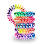 Specora Coletero en espiral arco iris multicolor, 5 unidades, 4 cm, cable telefónico, sin tirones ni enredos, elástico, sin huellas, respetuoso con el cabello
