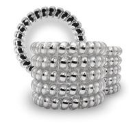 Specora Coletero en espiral plateado, paquete de 10 unidades, 5 cm, cable telefónico, sin tirones ni enredos, elástico, sin huellas, respetuoso con el cabello