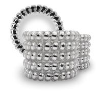 Specora - Coleteros clásicos en espiral plateados - 5 cm - paquete de 10 unidades - TPU - Cable telefónico - Sin tirones ni enredos - No se dobla - Cuidado del cabello