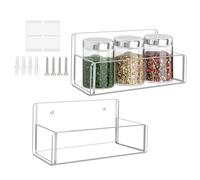 Spect Rack Wall Monted - Organizador de especias adhesivo acrílico | Puerta de condimento de cocina con mínimo esfuerzo | Elegante diseño de estante de pared para mantener alcantarillado