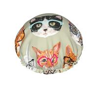 Spectacular Cats Jumbo Scale Gorro de ducha impermeable, Gorro de baño elástico Gorro de baño de protección ambiental Gorros de baño para el cabello, Capas impermeables dobles Gorro de ducha de baño