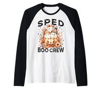 SPED Boo Crew Maestro Educación Especial Otoño Halloween Fantasma Camiseta Manga Raglan