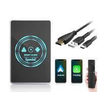 Spedal Adaptador de coche inalámbrico CarPlay AI Box 3 en 1 Android para YouTube Net-Flix 4K Video Car Adapter Dual Band WiFi, salida HDMI, compatible con coche con cable CarPlay/Android Auto a partir