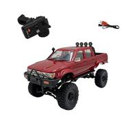 SpedUpX 1:16 WPL C64-1 RC Rock Crawler, 2,4 GHz 4WD All Terrain Off-Road RC Crawler con iluminación LED y 2 baterías recargables (rojo)