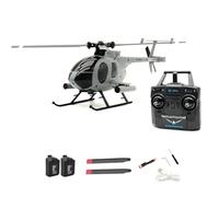 SpedUpX C184 RC Helicóptero 4 CH de un solo rotor, modelo de vuelo de 2,4 G, giroscopio, estabilizado, luz LED, RTF para adultos y principiantes (gris/2 pilas)