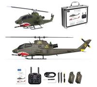 SpedUpX Helicóptero RC 1:40 YU Xiang F112S AH-1, 2,4 GHz 9 CH con estabilización GPS/6G, motores sin escobillas duales, rotor flybarless (verde militar/batería 2)