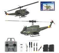 SpedUpX Helicópteros C032 UH-1 Huey Flybarless RC Era para adultos principiantes, escala 1/48 6CH 2.4G Estabilización de giroscopio de 6 ejes, con retención de altitud y vuelo invertido 3D para