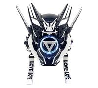 SpedUpX Máscara punk Future Tech recargable para cosplay para hombres con luz (blanco)