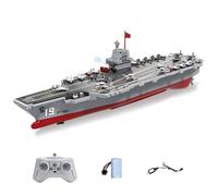 SpedUpX Portaaviones teledirigido, barco de guerra, 2,4 GHz, cañón de agua, barco marino, doble motor, barco eléctrico con accesorios de bricolaje (1 batería)