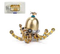 SpedUpX Puzle de metal 3D Pulpo, más de 100 piezas, rompecabezas de metal steampunk de organismos marinos, juego de manualidades, regalo de escritorio para adultos, pulpo