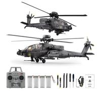 SpedUpX RC ERA C170 AH-64D Apache RC Helicóptero 1/48 2.4GHz 6CH Flybarless Modelo con Optical Flow TOF Mantenimiento de Altitud Motor Sin Escobillas (Gris Oscuro/4 Baterías)