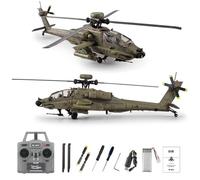 SpedUpX RC ERA C170 AH-64D Apache RC Helicóptero RC 1/48 2.4GHz 6CH Flybarless modelo con flujo óptico TOF mantenimiento de la altura del motor sin escobillas (verde militar/1 pilas)