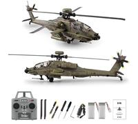 SpedUpX RC ERA C170 AH-64D Apache RC Helicóptero RC 1/48 2.4GHz 6CH Flybarless modelo con flujo óptico TOF mantenimiento de la altura del motor sin escobillas (verde militar/2 pilas)