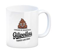 speecheese Cansado de aguantar a gilipollas todos los días - taza - humor sarcástico para oficina y amigos