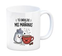 speecheese Tú endulzas mis mañanas - taza cerámica con mensaje - estilo minimalista para el desayuno en casa u oficina