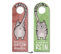 speecheese Ven a entrar o mantener tu trasero fuera - Colgante para puerta con gato gris