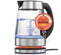 Speed-Boil Water Electric Kettle, 1.7L 1500W, Coffee & Tea Kettle Borosilicate Glass, Wide Opening, Auto Shut-Off, Cool Touch Handle, LED Light. 360° Rotation, Boil Dry Protection
