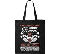 Speed Raceway Motor Racer King of Speed - Bolsa de algodón ecológico natural, color negro, Black, Talla única