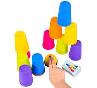 Speed Stacking Game Set para niños y adultos - 12 tazas de apilamiento rápido con 50 tarjetas Challenge - Juguete de apilamiento de taza rápida para divertirse y entrenar la coordinación 2,76 x 3,94