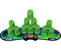 Speed Stacks | Competidor de apilamiento Deportivo, Verde neón - 12 Tazas, Tallo de sujeción, con Temporizador GX y Alfombrilla | Aprobado por WSSA