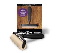 Speedball Brayer de goma suave de 4 pulgadas, marco de acero resistente, negro, impresión de bloques, herramientas de impresión, rodillo de pincel, suministros de manualidades para álbumes de recortes