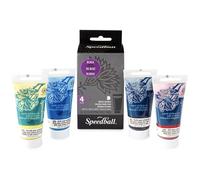 Speedball Juego de 4 tintas de impresión en bloque, negro/rojo/azul/amarillo, 37 cc, para arte y manualidades, impresión, impresión, artistas, principiantes, profesionales, adultos, niños mayores,