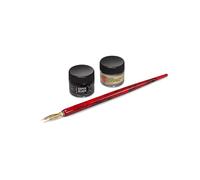 Speedball Signature Series Juego de bolνgrafo y tinta india sϊper negro Incluye portalαpices veteado rojo Punta de bolνgrafo n. 513EF chapada en