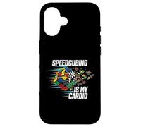 Speedcubing Is My Cardio Funny Cube Solver Design Carcasa para iPhone 16