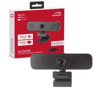 Speedlink AUDIVIS Full HD Cámara Web para conferencias - ángulo de visión de 100°, Altavoces Integrados, Negro