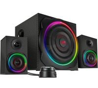 Speedlink Gravity Carbon RGB Speaker - Sistema de Altavoces 2.1 con Subwoofer, Bluetooth, Jack 3,5 mm, 120 W, Altavoz Alámbrico para Ordenador, Portátil, Smartphone, Tablet, PC Gaming, negro