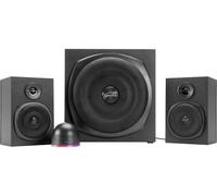 Speedlink Gravity LT Altavoz para PC Sistema de Sonido 2.1 Bluetooth - con subwoofer de Madera, Sistema de Altavoces Activos de 80 vatios, Conector AUX de 3,5 mm, Mando a Distancia RGB, Negro