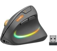 Speedlink PIAVO Pro Ratón Vertical Iluminado Recargable - ratón inalámbrico ergonómico para diestros, batería integrada Recargable Mediante USB-C, iluminación RGB, PPP Ajustables, Negro